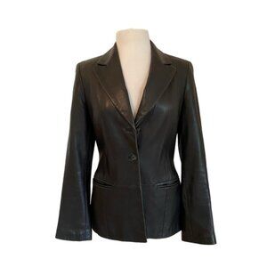 Danier genuine leather black blazer fitted jacket distressed lightweight Small